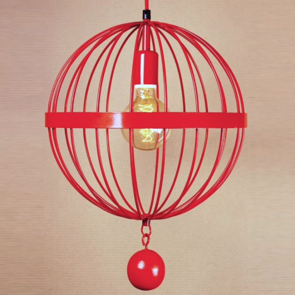 Подвесной светильник Wire Cage Pendant Spher Red Красный Подвесной светильник Wire Cage Pendant Spher Red Красный в Брянске | Loft Concept