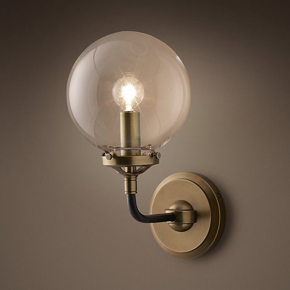 Бра Bistro Globe Clear Glass Single Sconce Brass  в Брянске | Loft Concept 