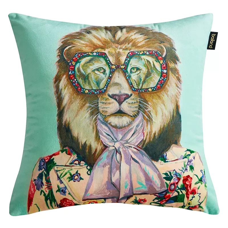Декоративная подушка Стиль Gucci Leo Fashion Animals Cushion Mint Мятный Мульти Декоративная подушка Стиль Gucci Leo Fashion Animals Cushion Mint Мятный Мульти в Брянске | Loft Concept