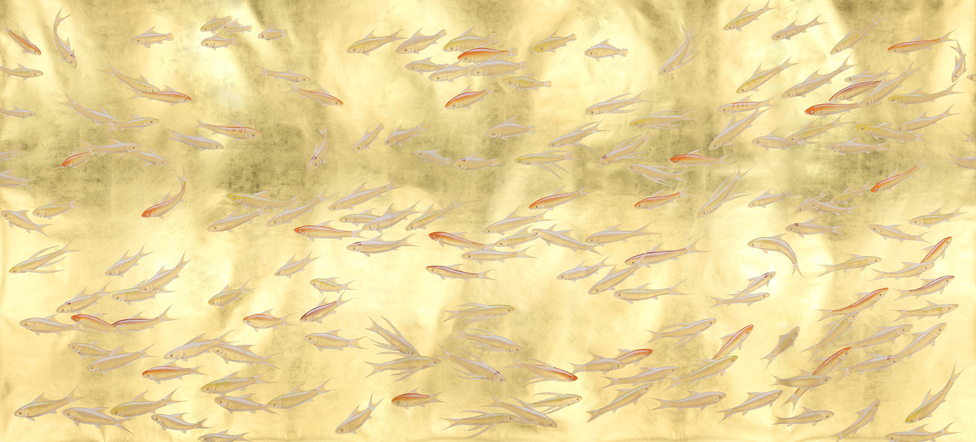 Обои ручная роспись Fishes Koi on Deep Rich Gold gilded paper Обои ручная роспись Fishes Koi on Deep Rich Gold gilded paper - постер Loft-Concept в Брянске