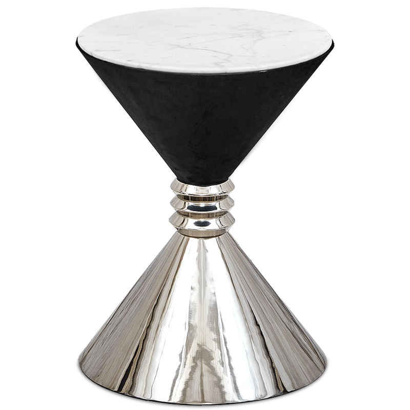 Приставной стол Hourglass side table Никель Черный Белый Приставной стол Hourglass side table Никель Черный Белый в Брянске | Loft Concept