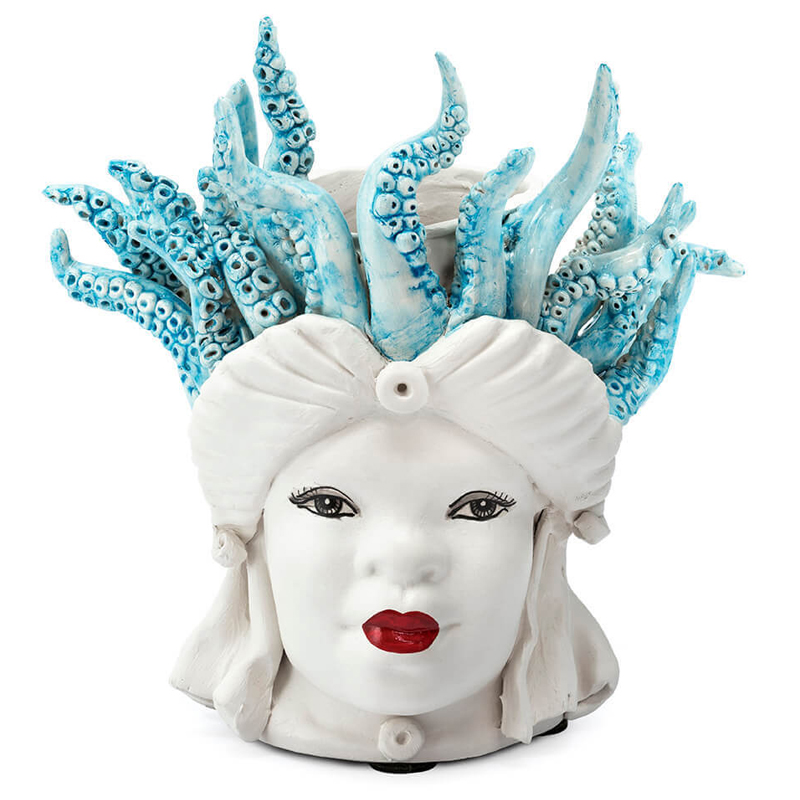 Ваза VASE MORO LADY SMALL MEDUSA Белый Голубой Ваза VASE MORO LADY SMALL MEDUSA Белый Голубой в Брянске | Loft Concept