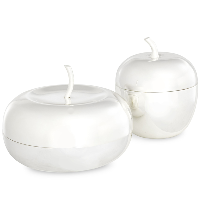 Комплект шкатулок Eichholtz Box Apple Set of 2 Silver Серебряный Комплект шкатулок Eichholtz Box Apple Set of 2 Silver Серебряный в Брянске | Loft Concept