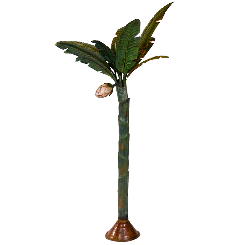 Торшер Дизайнерский Зеленый Банан Painted Metal Sculpture of Palm or Banana Tree and Flower Искусственная бурая ржавчина Зеленый в Брянске | Loft Concept 