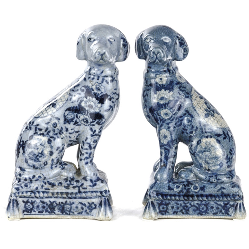 Статуэтки Oriental Blue & White Ornament Dogs набор из 2-х штук Белый Синий Статуэтки Oriental Blue & White Ornament Dogs набор из 2-х штук Белый Синий в Брянске | Loft Concept