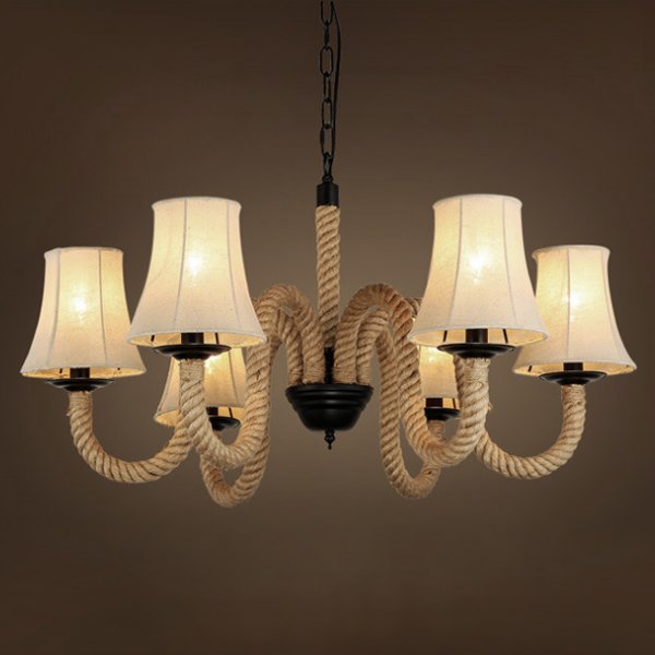Люстра Loft Rope Chandelier 6 Бежевый Люстра Loft Rope Chandelier 6 Бежевый в Брянске | Loft Concept