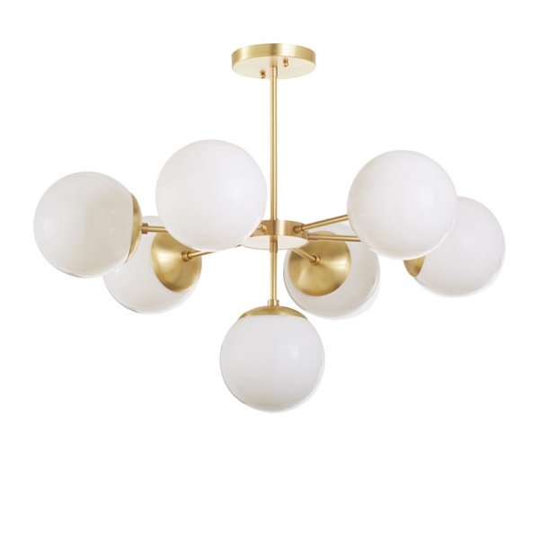 Подвесной светильник Copper Light Chandelier 7 Белый Латунь Подвесной светильник Copper Light Chandelier 7 Белый Латунь в Брянске | Loft Concept
