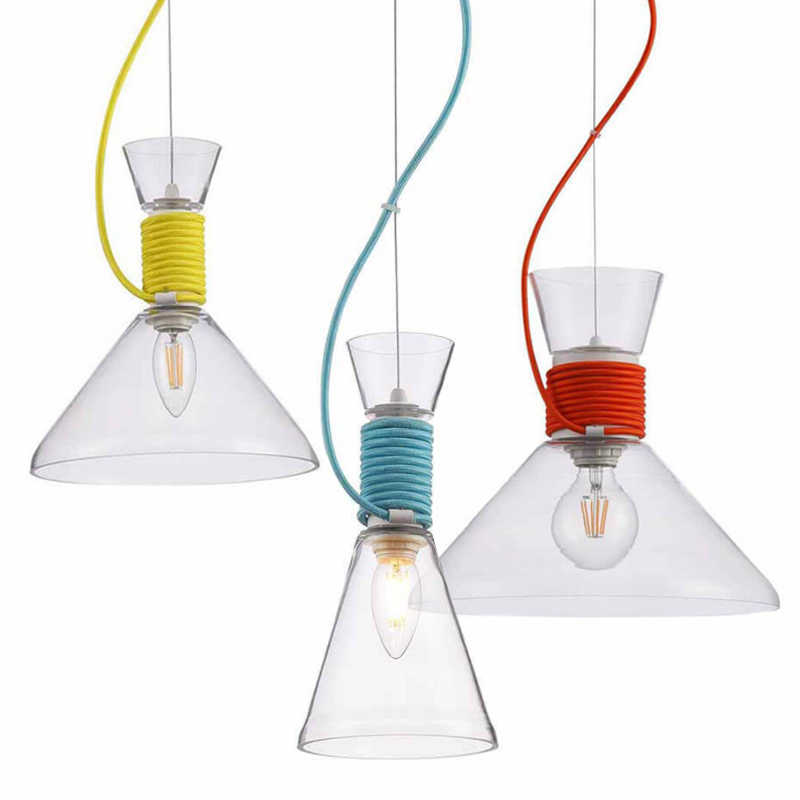 Подвесной Светильник Lamp With Multi-Colored Ropes Прозрачное Стекло Желтый Красный Голубой Подвесной Светильник Lamp With Multi-Colored Ropes Прозрачное Стекло Желтый Красный Голубой в Брянске | Loft Concept