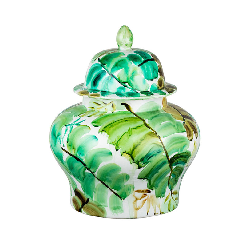 Ваза Vase Green Leaves II Белый Зеленый Ваза Vase Green Leaves II Белый Зеленый в Брянске | Loft Concept