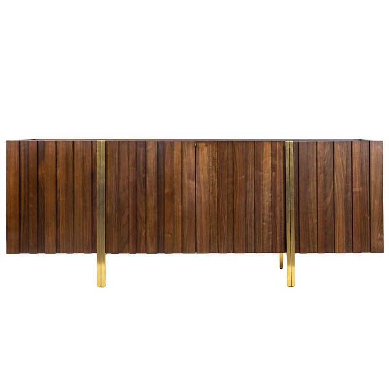 Комод с мраморной столешницей Walnut Veneer Коричневый Белый Латунь Комод с мраморной столешницей Walnut Veneer Коричневый Белый Латунь в Брянске | Loft Concept