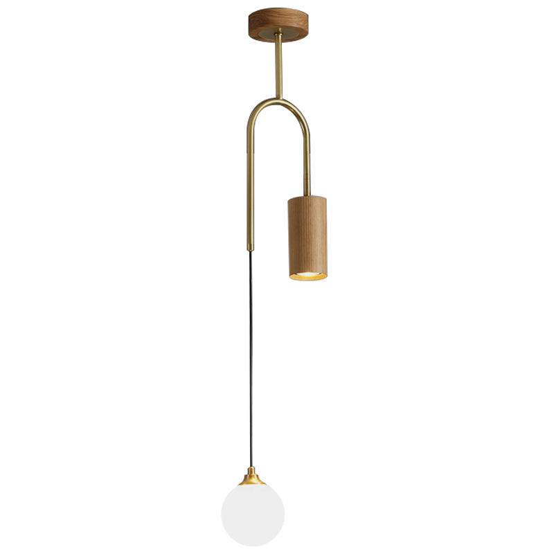 Потолочный светильник Ando Wooden Metal Brass Light 2 плафона Латунь Коричневый Древесина Потолочный светильник Ando Wooden Metal Brass Light 2 плафона Латунь Коричневый Древесина в Брянске | Loft Concept