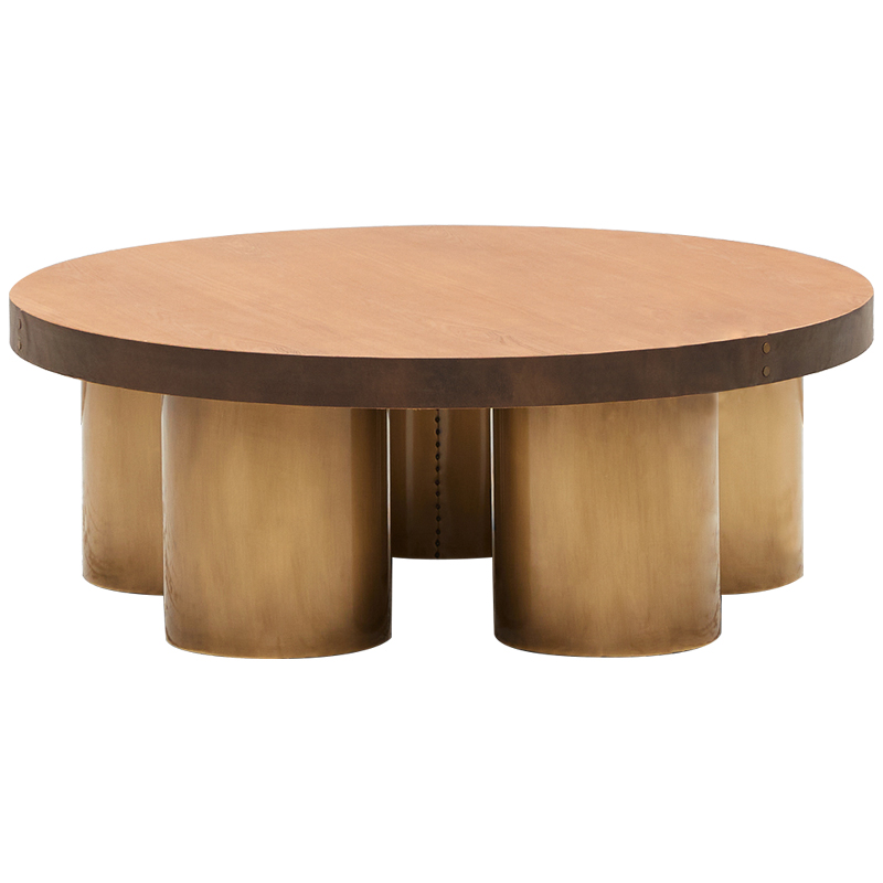 Круглый кофейный стол Stokes Coffee Table Латунь Коричневый Древесина Круглый кофейный стол Stokes Coffee Table Латунь Коричневый Древесина в Брянске | Loft Concept