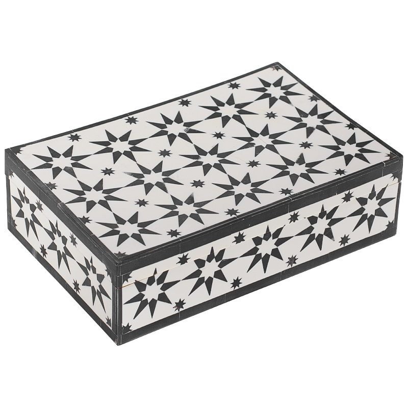 Шкатулка Stars Bone Inlay Черно-белый Шкатулка Stars Bone Inlay Черно-белый в Брянске | Loft Concept