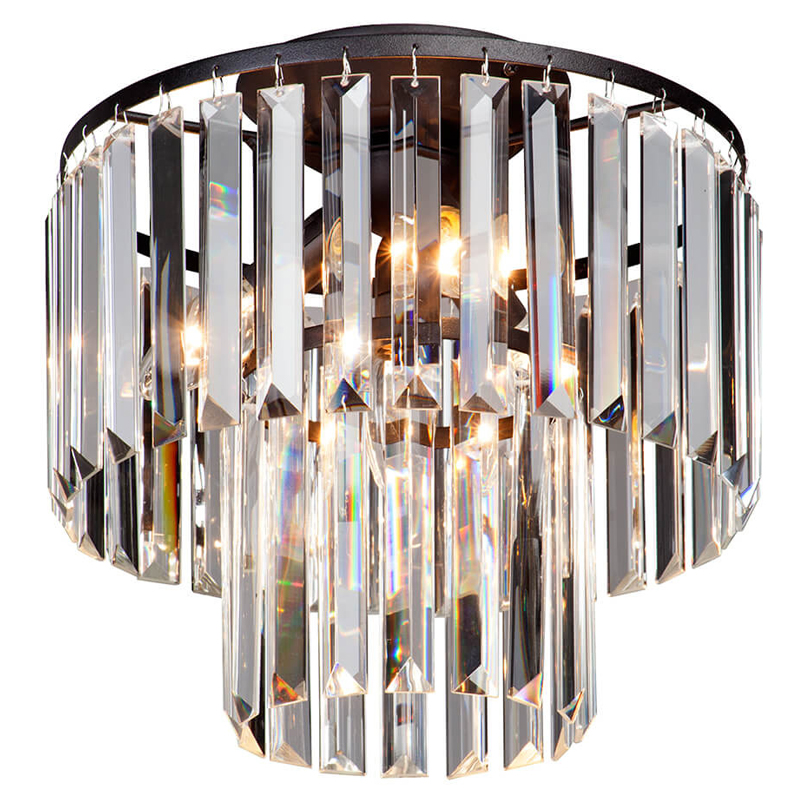 Потолочный светильник ODEON CLEAR GLASS 2-TIER диаметр 31 см Черный Прозрачное Стекло Потолочный светильник ODEON CLEAR GLASS 2-TIER диаметр 31 см Черный Прозрачное Стекло в Брянске | Loft Concept