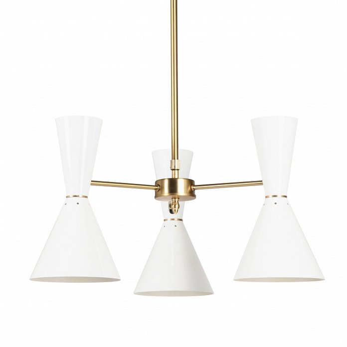 Люстра CAIRO Chandelier 3 Arm White Белый Латунь Люстра CAIRO Chandelier 3 Arm White Белый Латунь в Брянске | Loft Concept