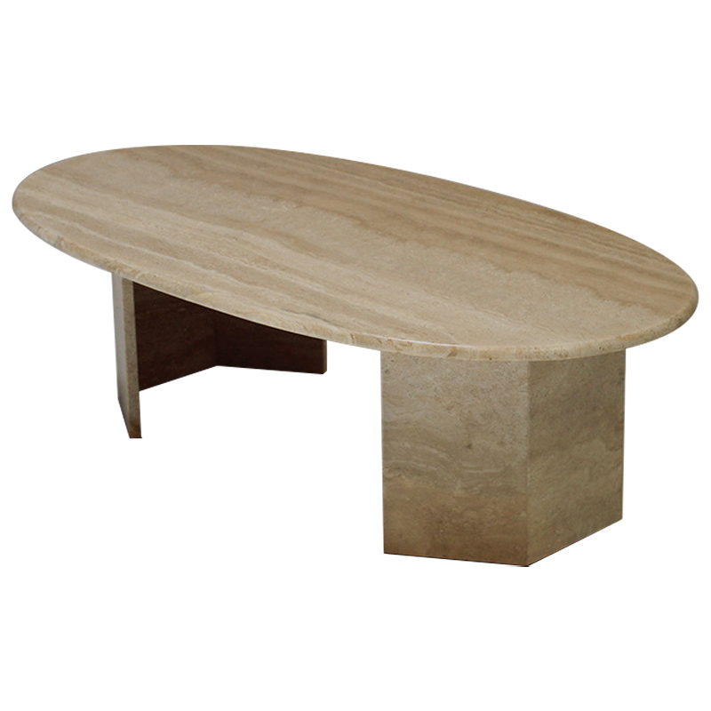 Кофейный стол Oval Travertine Coffee Table Коричневый Кофейный стол Oval Travertine Coffee Table Коричневый в Брянске | Loft Concept