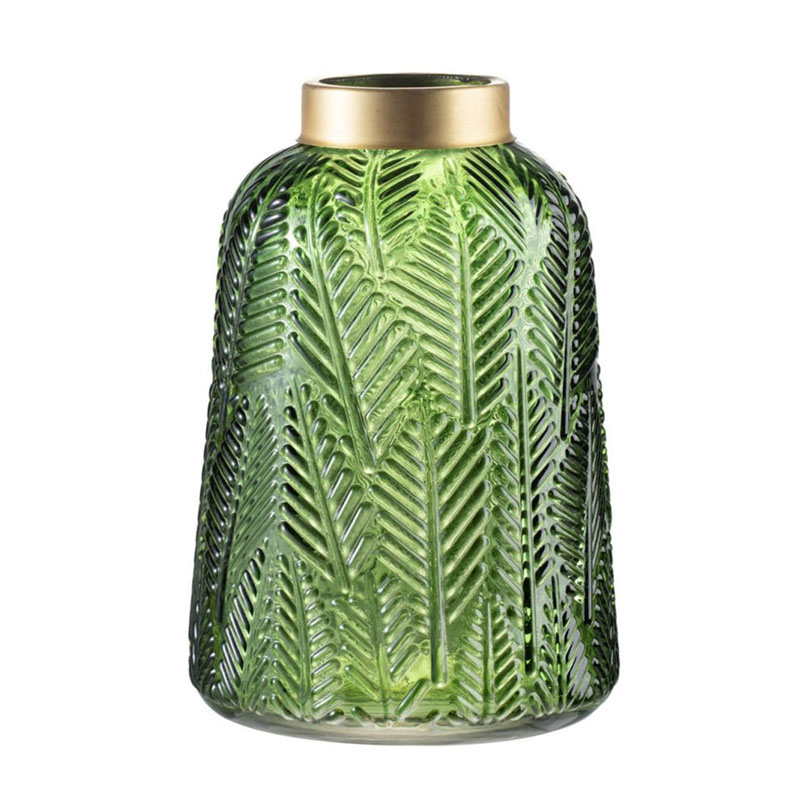 Ваза Green Vase Golden Throat high Золотой Прозрачный зеленый Ваза Green Vase Golden Throat high Золотой Прозрачный зеленый в Брянске | Loft Concept
