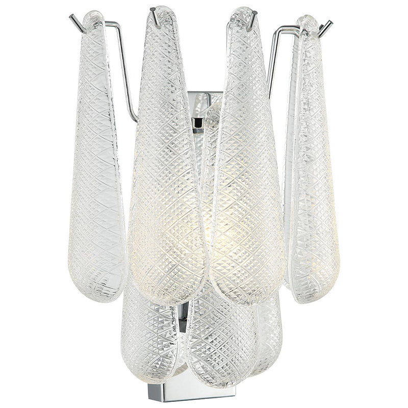 Бра Textured Glass Drops Wall Lamp Хром Белый Бра Textured Glass Drops Wall Lamp Хром Белый в Брянске | Loft Concept