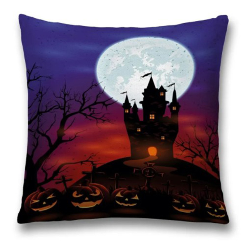 Подушка Halloween Castle Синий Черный Красный Подушка Halloween Castle Синий Черный Красный в Брянске | Loft Concept