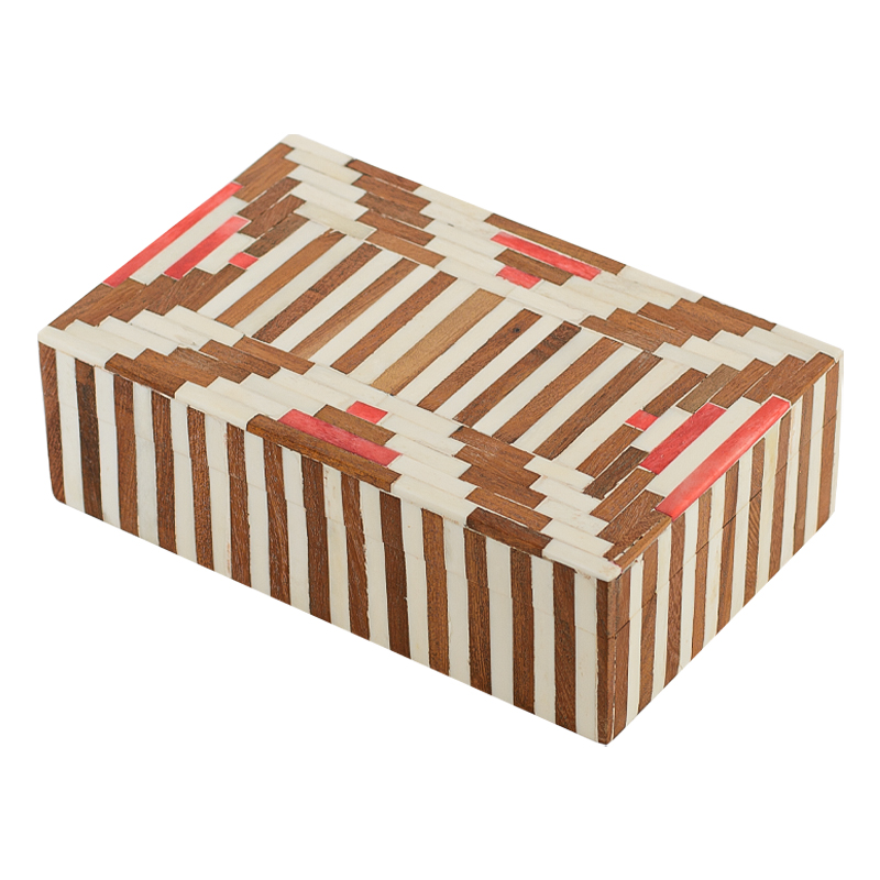 Шкатулка инкрустация костью Bone Inlay Box Red Оранжевый Древесина Бежевый Шкатулка инкрустация костью Bone Inlay Box Red Оранжевый Древесина Бежевый в Брянске | Loft Concept