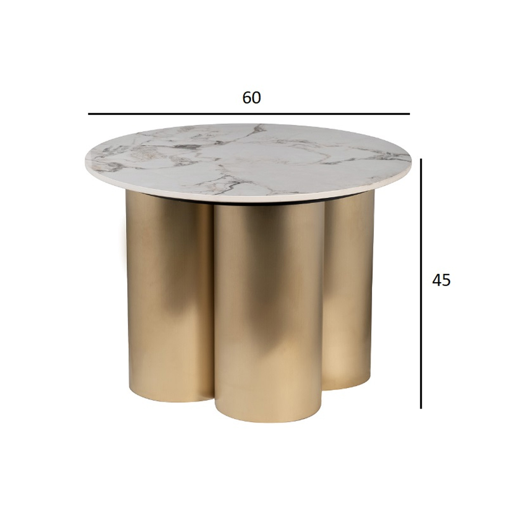 Стол журнальный круглый керамогранит белый Keramos в Брянске