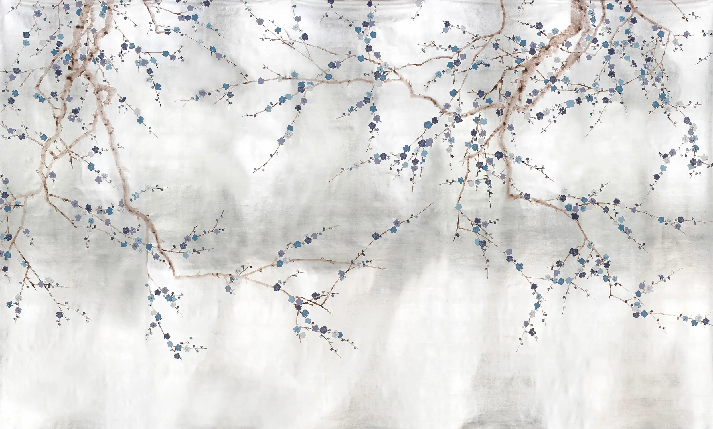 Обои ручная роспись Plum Blossom Hokusai on Tarnished Silver gilded paper Обои ручная роспись Plum Blossom Hokusai on Tarnished Silver gilded paper - постер Loft-Concept в Брянске
