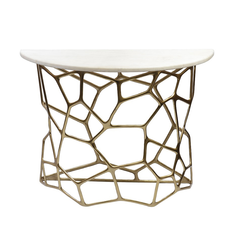 Консоль Console Cell White Marble Белый Золотой Консоль Console Cell White Marble Белый Золотой в Брянске | Loft Concept