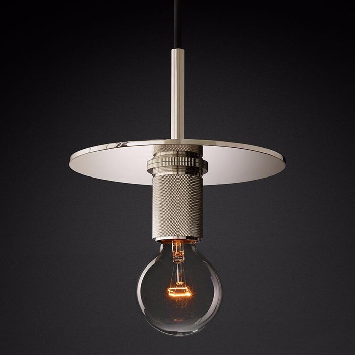 Подвесной светильник RH Utilitaire Disk Shade Pendant Silver Никель Прозрачное Стекло Подвесной светильник RH Utilitaire Disk Shade Pendant Silver Никель Прозрачное Стекло в Брянске | Loft Concept