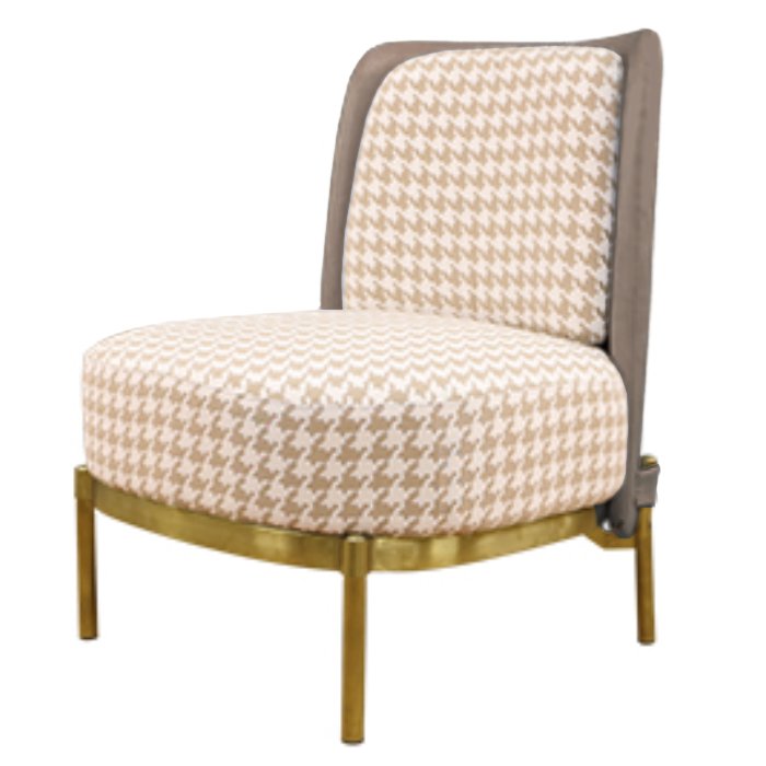 Кресло Pied de poule Beige Armchair Бежевый Латунь Молочный в Брянске | Loft Concept 
