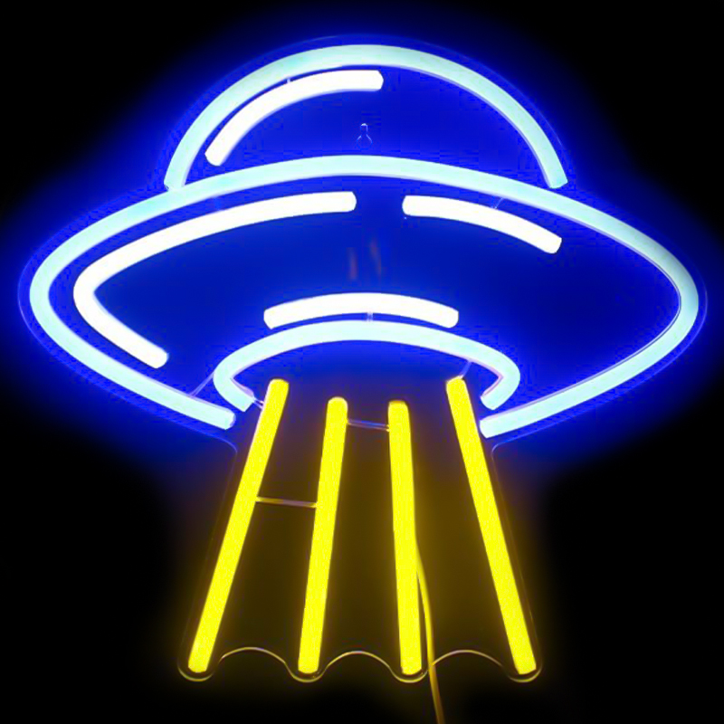 Неоновая настенная лампа UFO Neon Wall Lamp Желтый Синий Неоновая настенная лампа UFO Neon Wall Lamp Желтый Синий в Брянске | Loft Concept