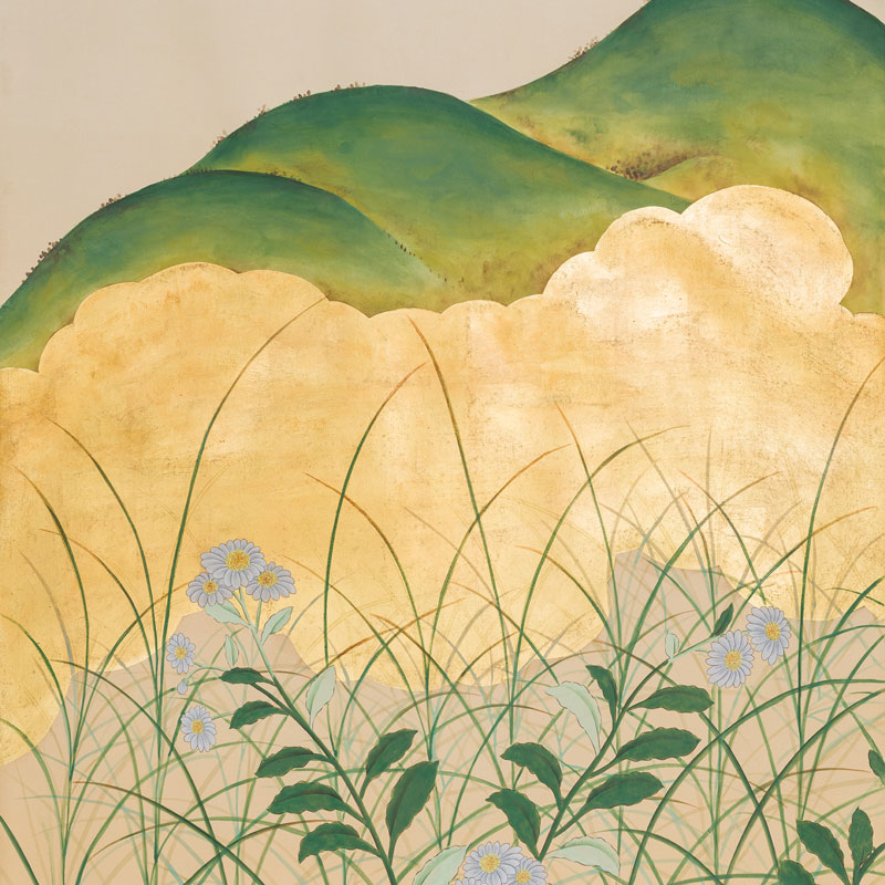 Обои ручная роспись The Plain of Musashi Original colourway on painted Xuan paper with gold ombre Обои ручная роспись The Plain of Musashi Original colourway on painted Xuan paper with gold ombre в Брянске | Loft Concept