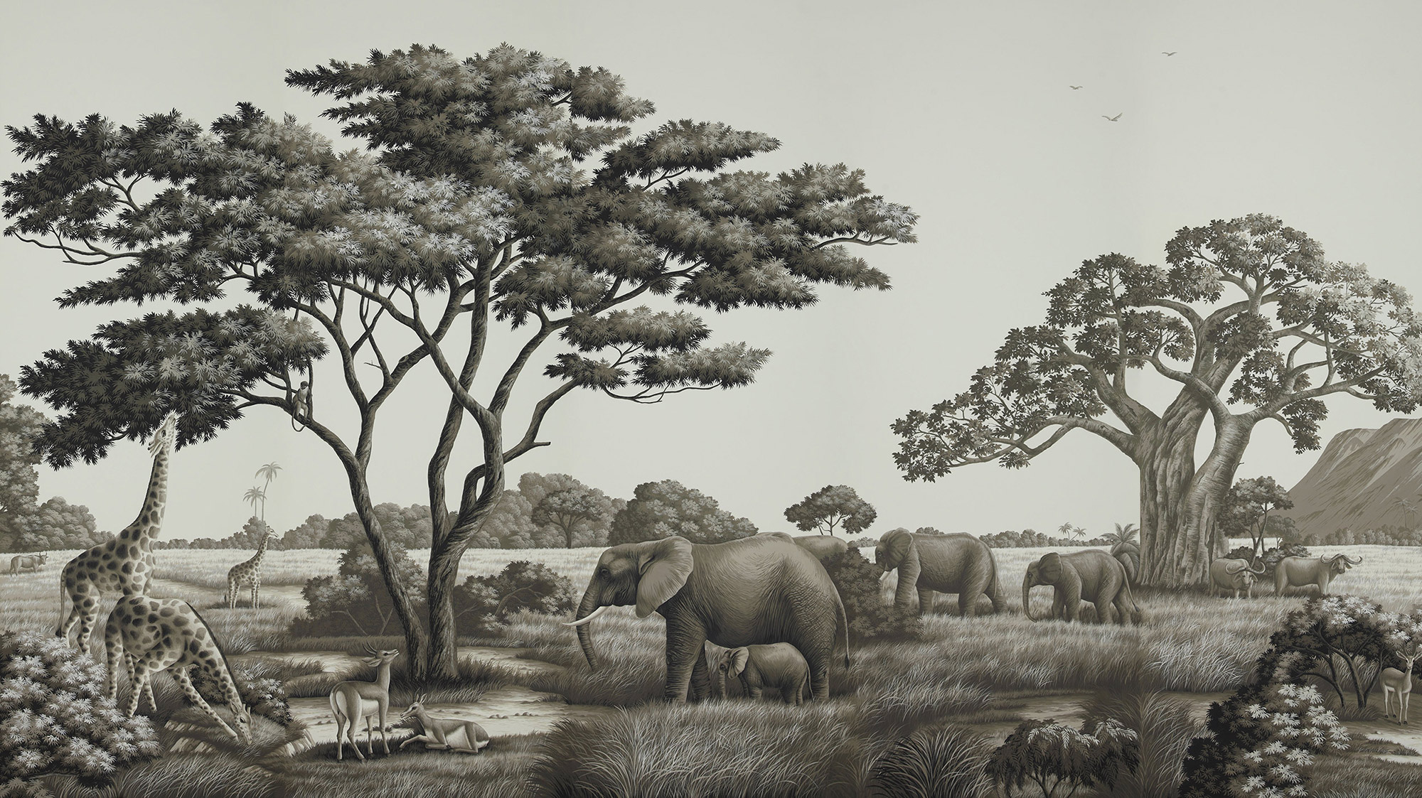 Обои ручная роспись African Savannah Colourway SC-94 on scenic paper Обои ручная роспись African Savannah Colourway SC-94 on scenic paper - постер Loft-Concept в Брянске