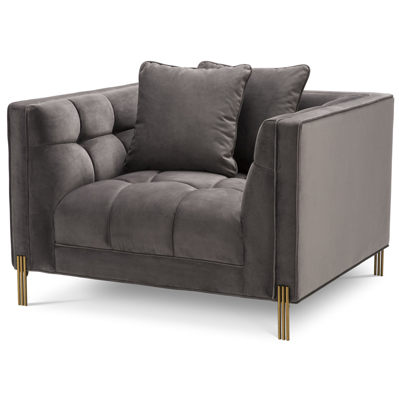 Кресло Eichholtz Chair Sienna grey Серый Латунь Кресло Eichholtz Chair Sienna grey Серый Латунь в Брянске | Loft Concept