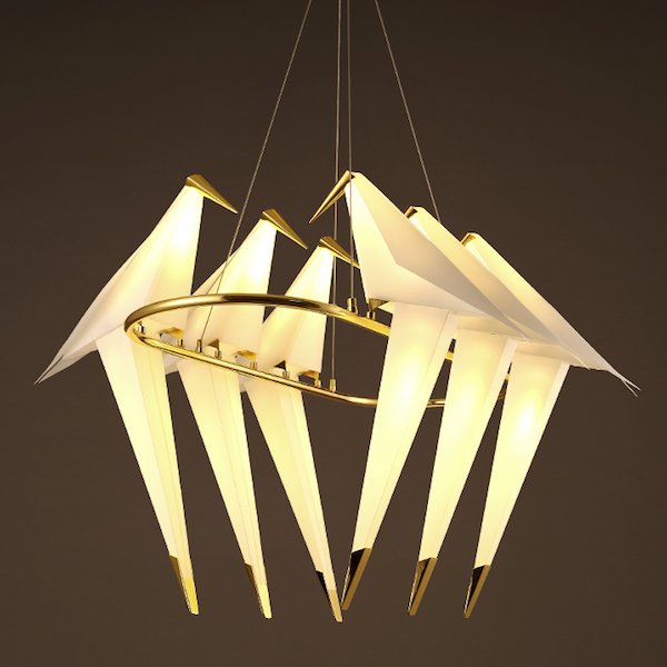 Люстра Origami Bird Chandelier 6 Бежево-серый Золотой Люстра Origami Bird Chandelier 6 Бежево-серый Золотой в Брянске | Loft Concept