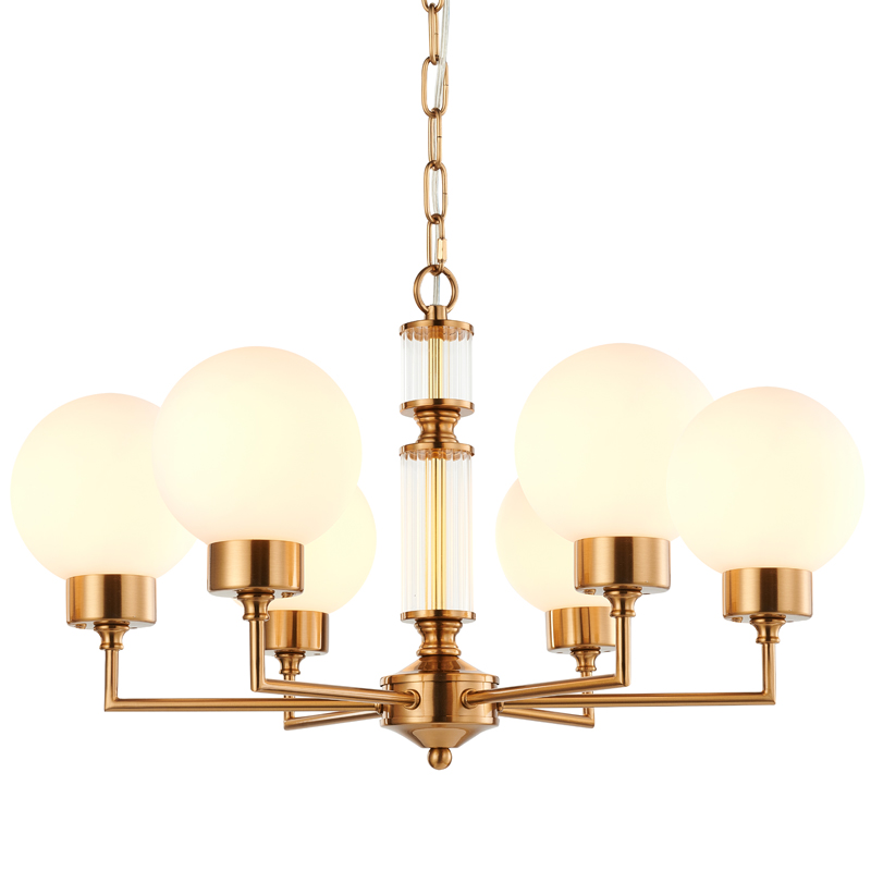 Люстра Zibille Chandelier Brass 58 Латунь Белое матовое стекло Прозрачный Люстра Zibille Chandelier Brass 58 Латунь Белое матовое стекло Прозрачный в Брянске | Loft Concept