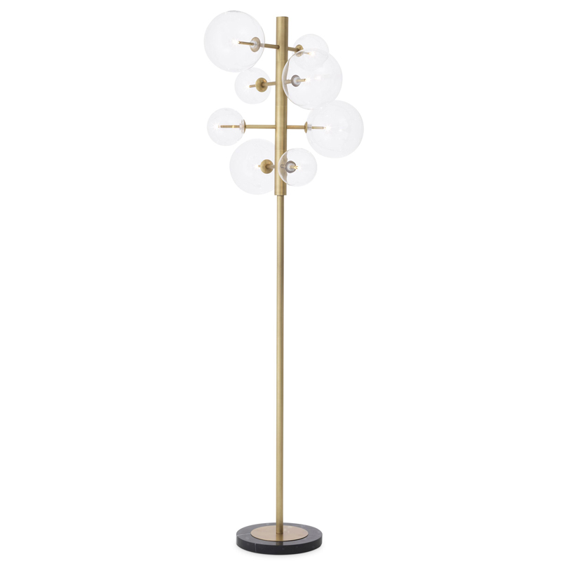 Торшер Eichholtz Floor Lamp Argento Латунь Прозрачное Стекло Черный Мрамор Nero Торшер Eichholtz Floor Lamp Argento Латунь Прозрачное Стекло Черный Мрамор Nero в Брянске | Loft Concept