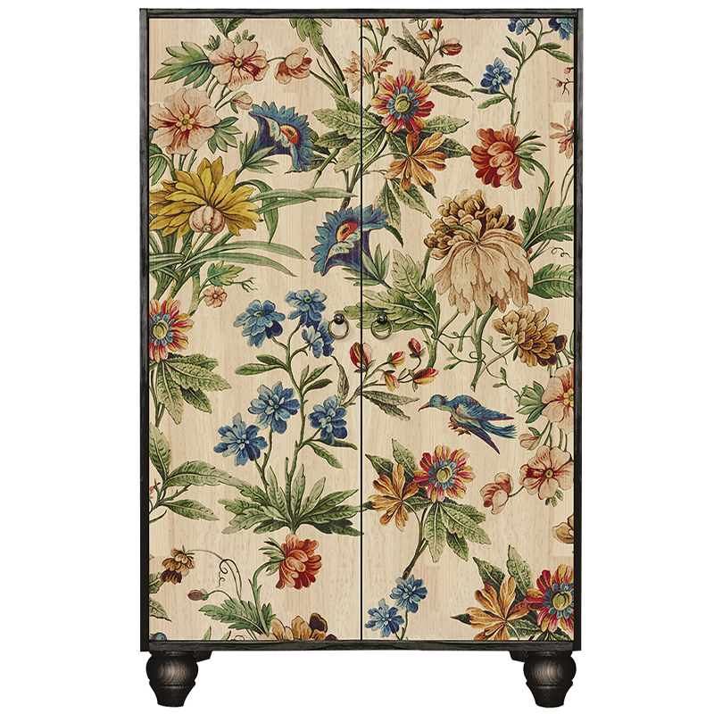 Шкаф с цветочным изображением на дверцах Floral Print Cabinet Мульти Черный Бежевый Шкаф с цветочным изображением на дверцах Floral Print Cabinet Мульти Черный Бежевый в Брянске | Loft Concept