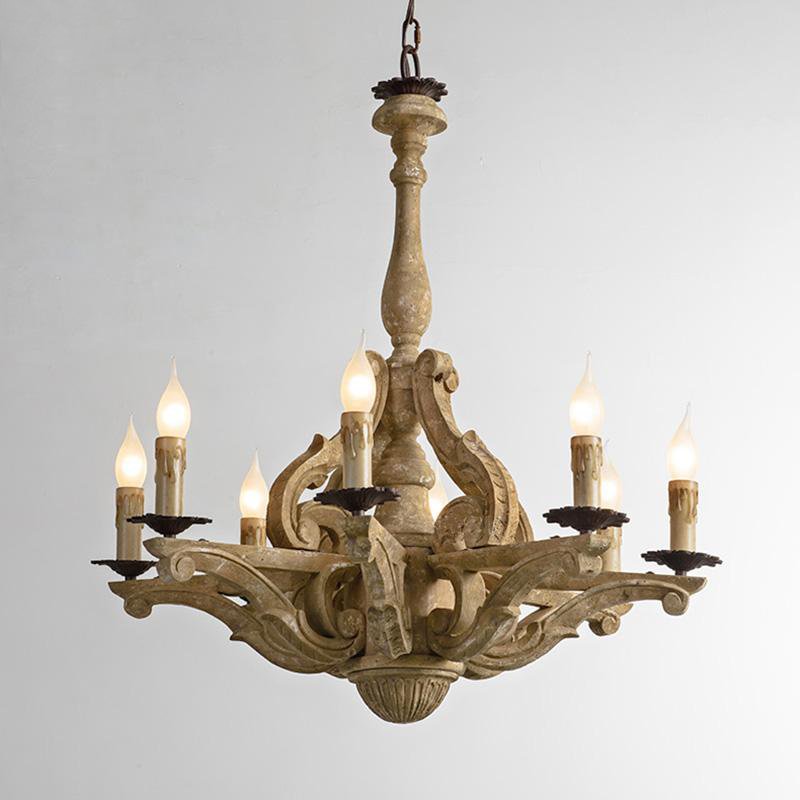 Люстра Rustic Wood Chandeliers 8 Бежево-серый Люстра Rustic Wood Chandeliers 8 Бежево-серый в Брянске | Loft Concept