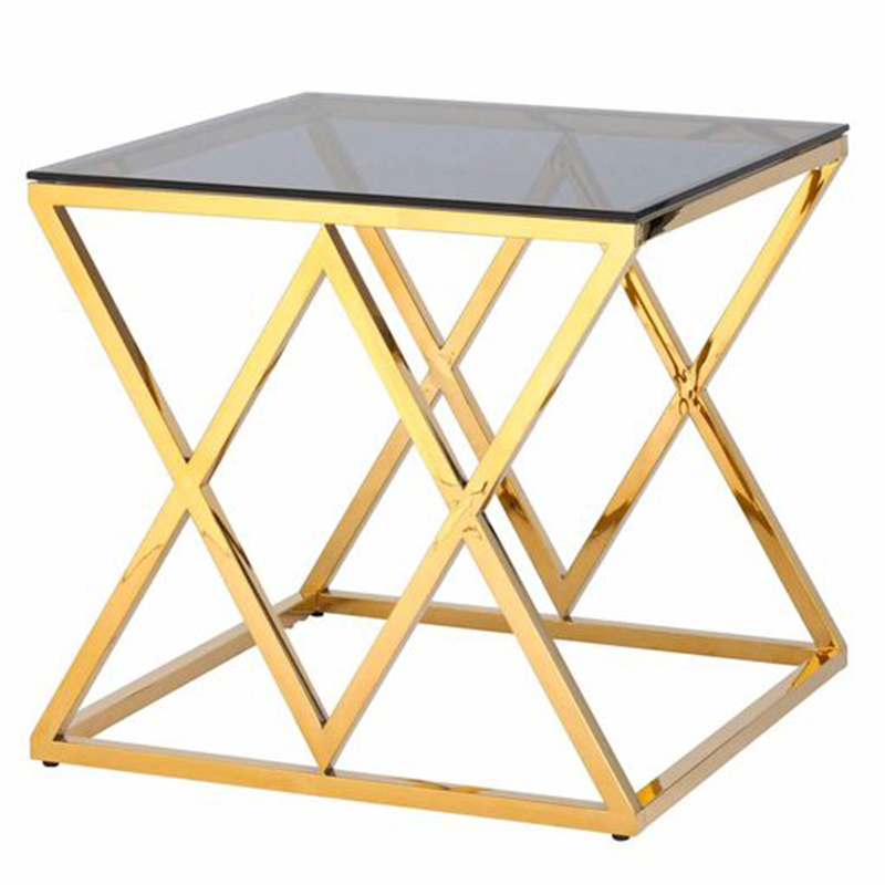 Стол приставной Geometry Rhombus Gold Золотой Стекло Смок в Брянске | Loft Concept 