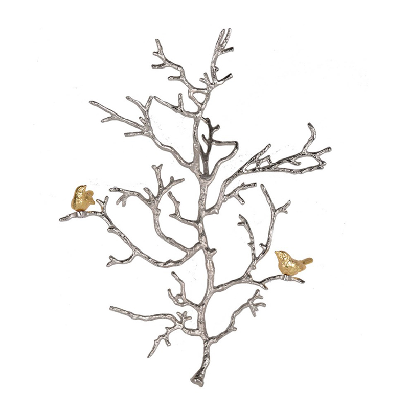 Настенный декор Tree Branch & Bird Золотой Сатиновое Серебро Настенный декор Tree Branch & Bird Золотой Сатиновое Серебро в Брянске | Loft Concept