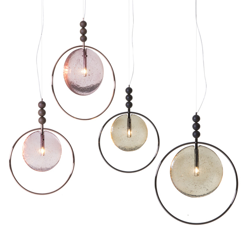 Подвесной светильник c цветным стеклом Tonin Casa Lampada Dreamy Розовый пастельный Серый (Gray) в Брянске | Loft Concept 