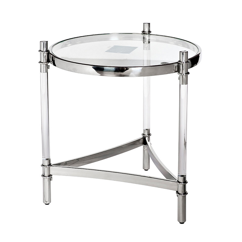 Приставной стол Octavio Side Table Прозрачный Хром Приставной стол Octavio Side Table Прозрачный Хром в Брянске | Loft Concept