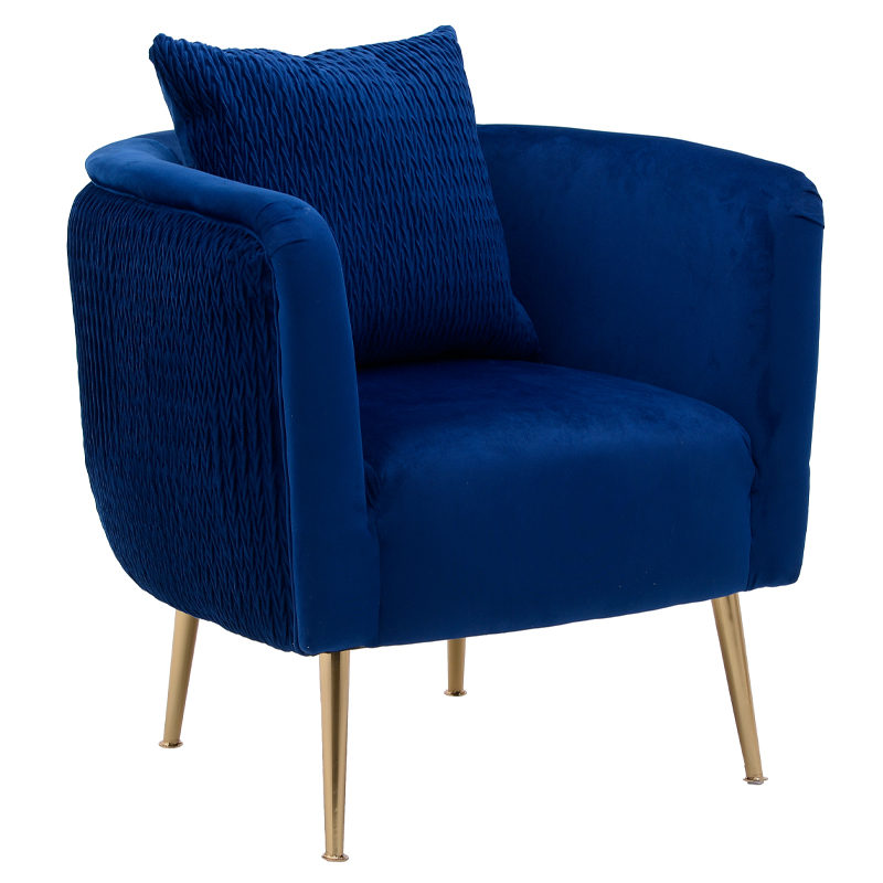 Кресло Yvette Armchair Blue Синий Глянцевое золото Кресло Yvette Armchair Blue Синий Глянцевое золото в Брянске | Loft Concept