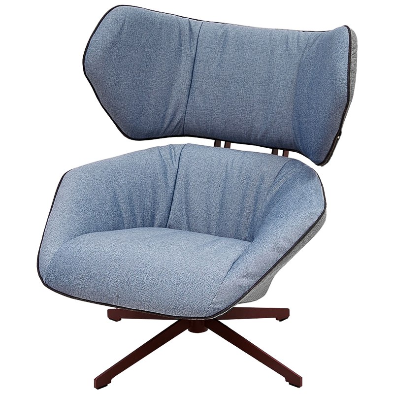 Вращающееся кресло с двухцветной обивкой Wilder Armchair голубой и серый Голубой Серый Коричневый Вращающееся кресло с двухцветной обивкой Wilder Armchair голубой и серый Голубой Серый Коричневый в Брянске | Loft Concept