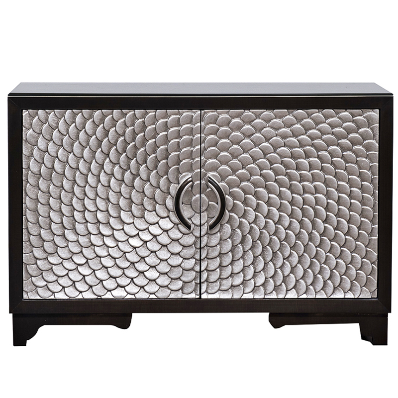 Комод с рельефным орнаментом Рыбья чешуя Fish scales Chest of drawers Черный Серебряный Комод с рельефным орнаментом Рыбья чешуя Fish scales Chest of drawers Черный Серебряный в Брянске | Loft Concept