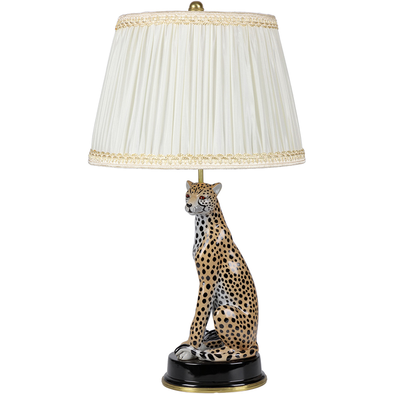Настольная лампа с абажуром Leopard Table Lamp Кремовый Коричневый Черный Настольная лампа с абажуром Leopard Table Lamp Кремовый Коричневый Черный в Брянске | Loft Concept