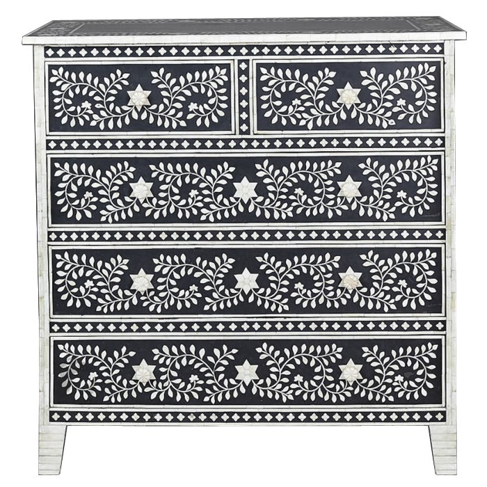 Комод Inlaid Bone Stars Белый Черный Комод Inlaid Bone Stars Белый Черный в Брянске | Loft Concept