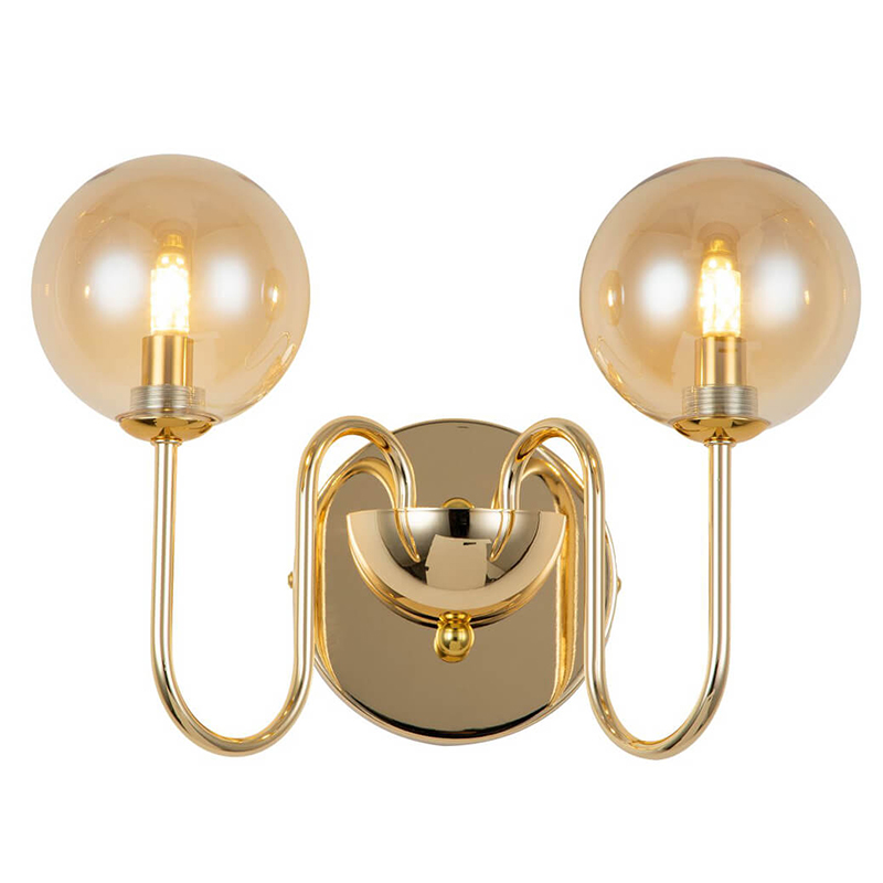 Бра Sheiry Glass Ball Wall Lamp Глянцевое золото Янтарный Бра Sheiry Glass Ball Wall Lamp Глянцевое золото Янтарный в Брянске | Loft Concept