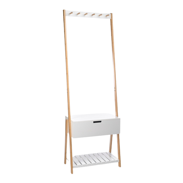 Вешалка для прихожей Сканди White & Beige Bamboo Белый Бежевый в Брянске | Loft Concept 