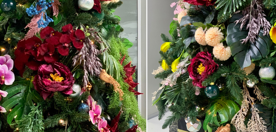 Ель Дизайнерская украшенная тропическими Цветами Christmas tree Tropical Flowers Ель Дизайнерская украшенная тропическими Цветами Christmas tree Tropical Flowers - Loft-Concept в Брянске